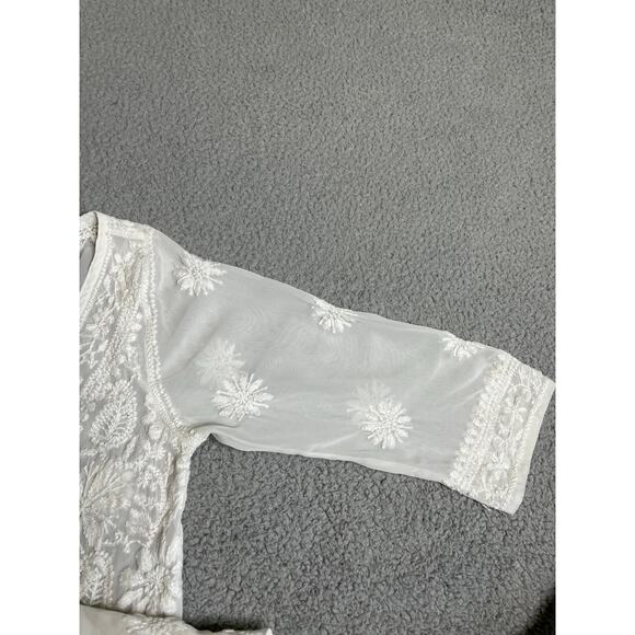 Gretchen Scott Designs Tunic Top Small Embroidered Sheer Coverup Boho Beach - Picture 6 of 16